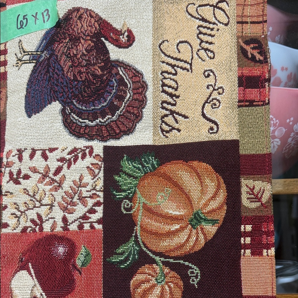 Flash sale🔥💥Thanksgiving Table Runner with Turkey and Pumpkin Design 65”x13” - Picture 2 of 4